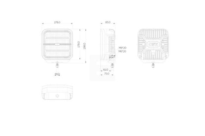 OZZ SQR 7" fjernlys 178mm